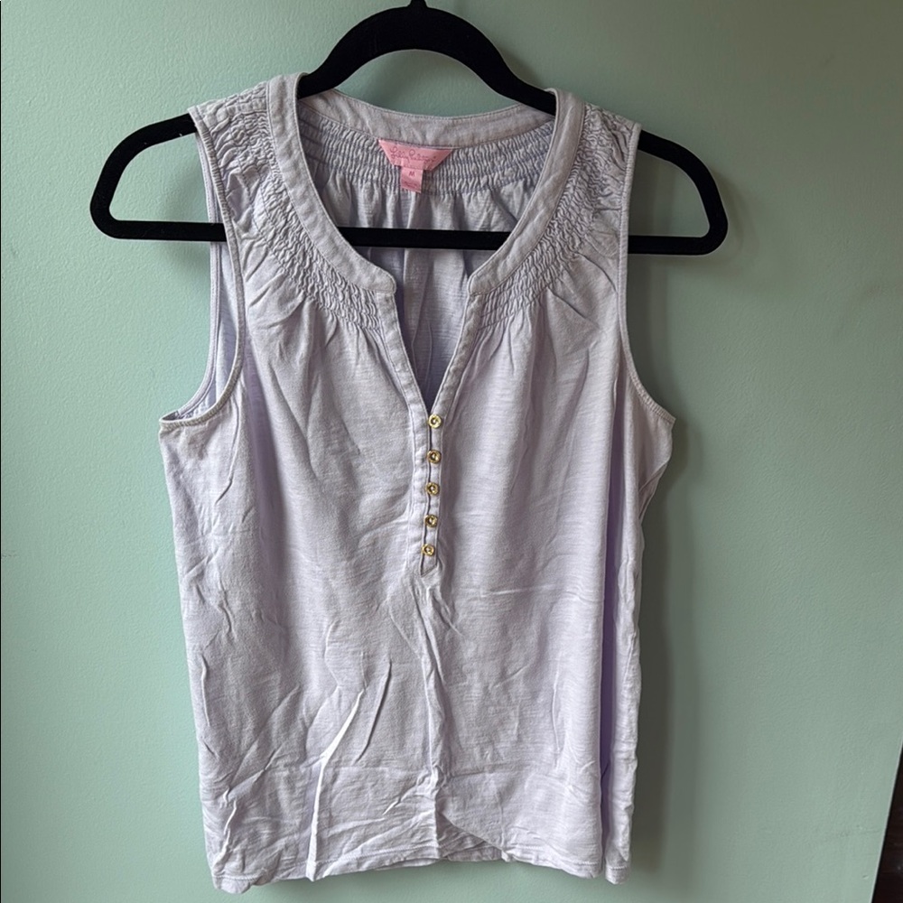Lilly Pulitzer Purple Sleeveless Buttoned Tank Top
